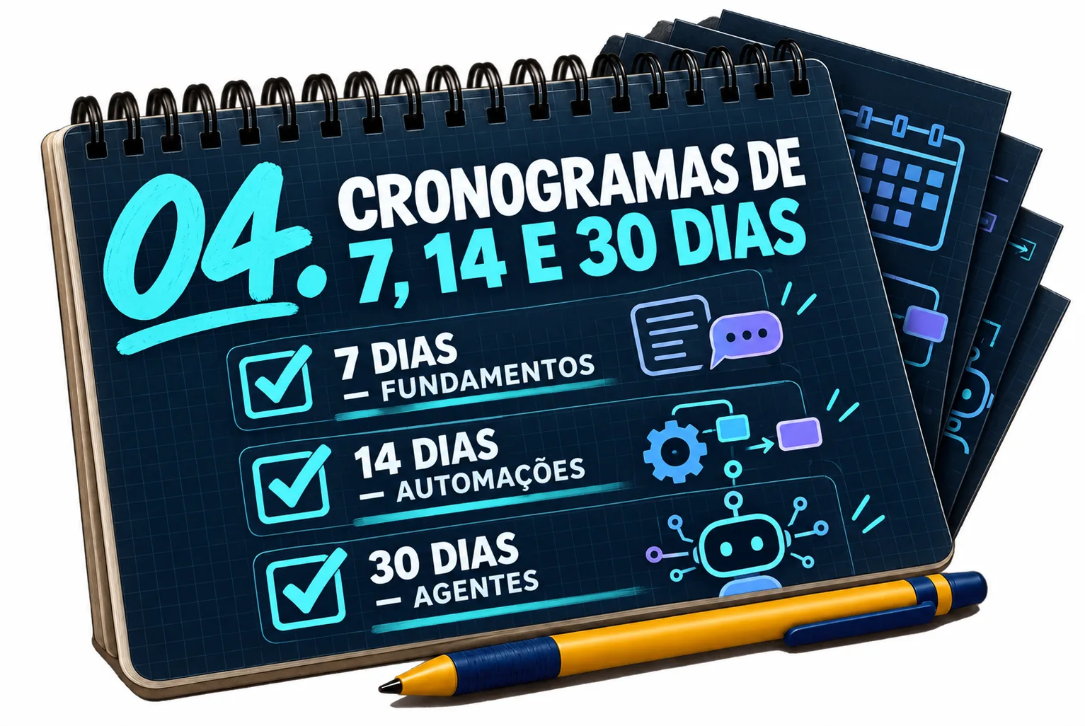 Cronogramas de 7, 14 e 30 dias